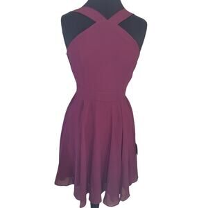 NWT Lulu’s Burgundy Halter Mini Dress S Romantic